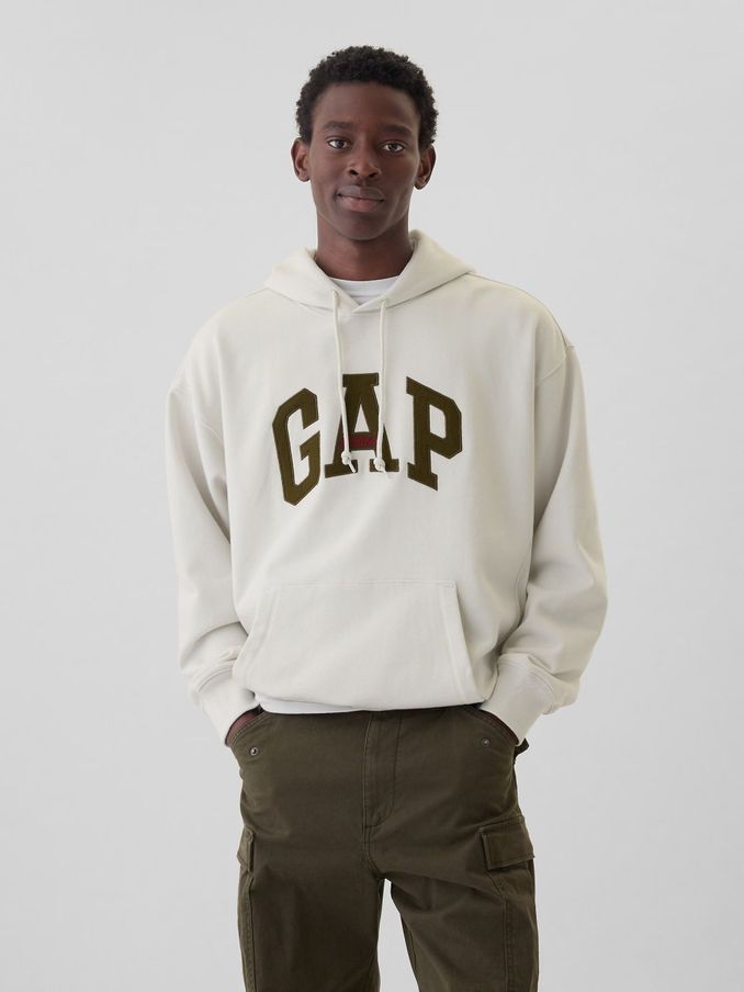 White Heavyweight Heritage Logo Hoodie (AA1435) | £30