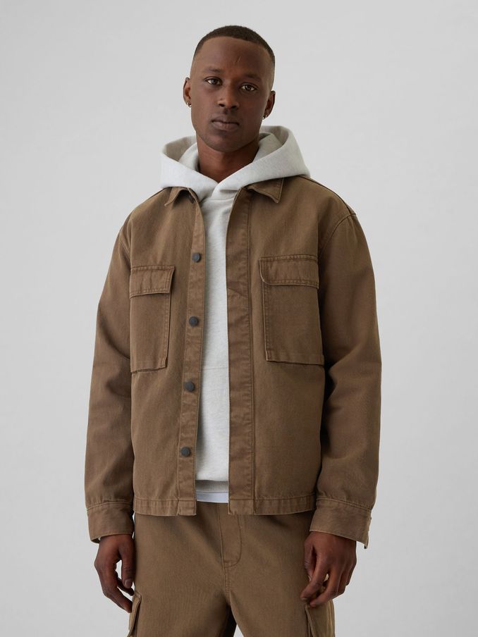 Brown Denim Cargo Shirt Jacket (AA1436) | £35