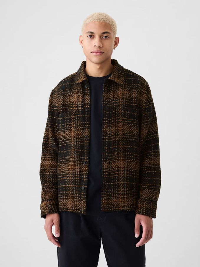 Brown Relaxed Textured Twill Shirt (AA1440) | £45