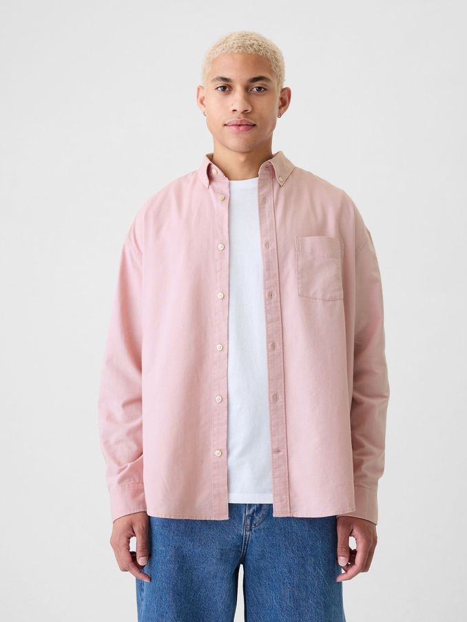 Pink Long Sleeve Big Oxford Shirt (AA1442) | £17