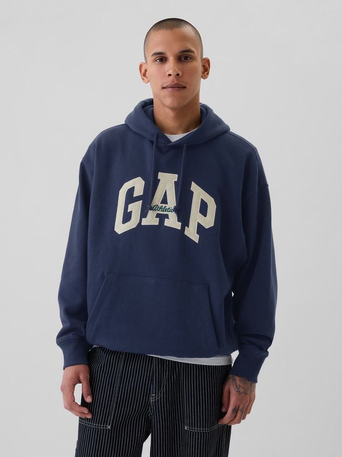 Blue Heavyweight Heritage Logo Hoodie (AA1445) | £42