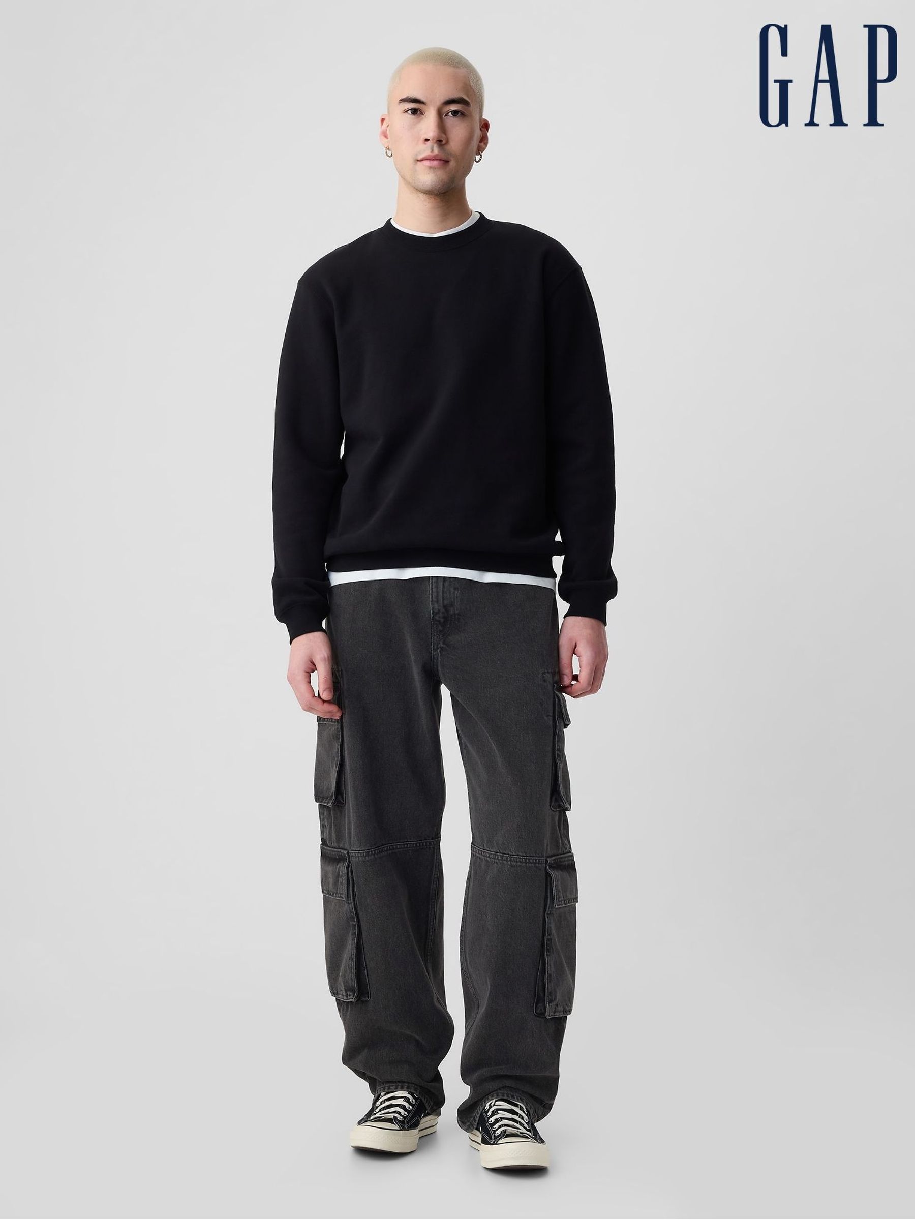 Black Loose Fit Double Pocket Cargo Jeans (AA1455) | £65