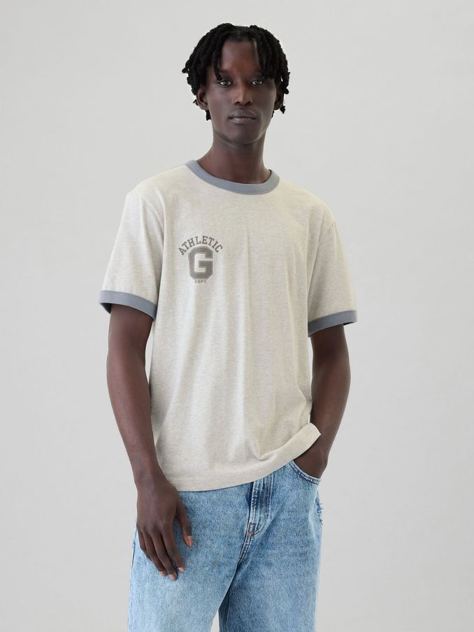 Grey Athletic Logo Graphic Short Sleeve Crew Neck T-Shirt (AA1456) | £10