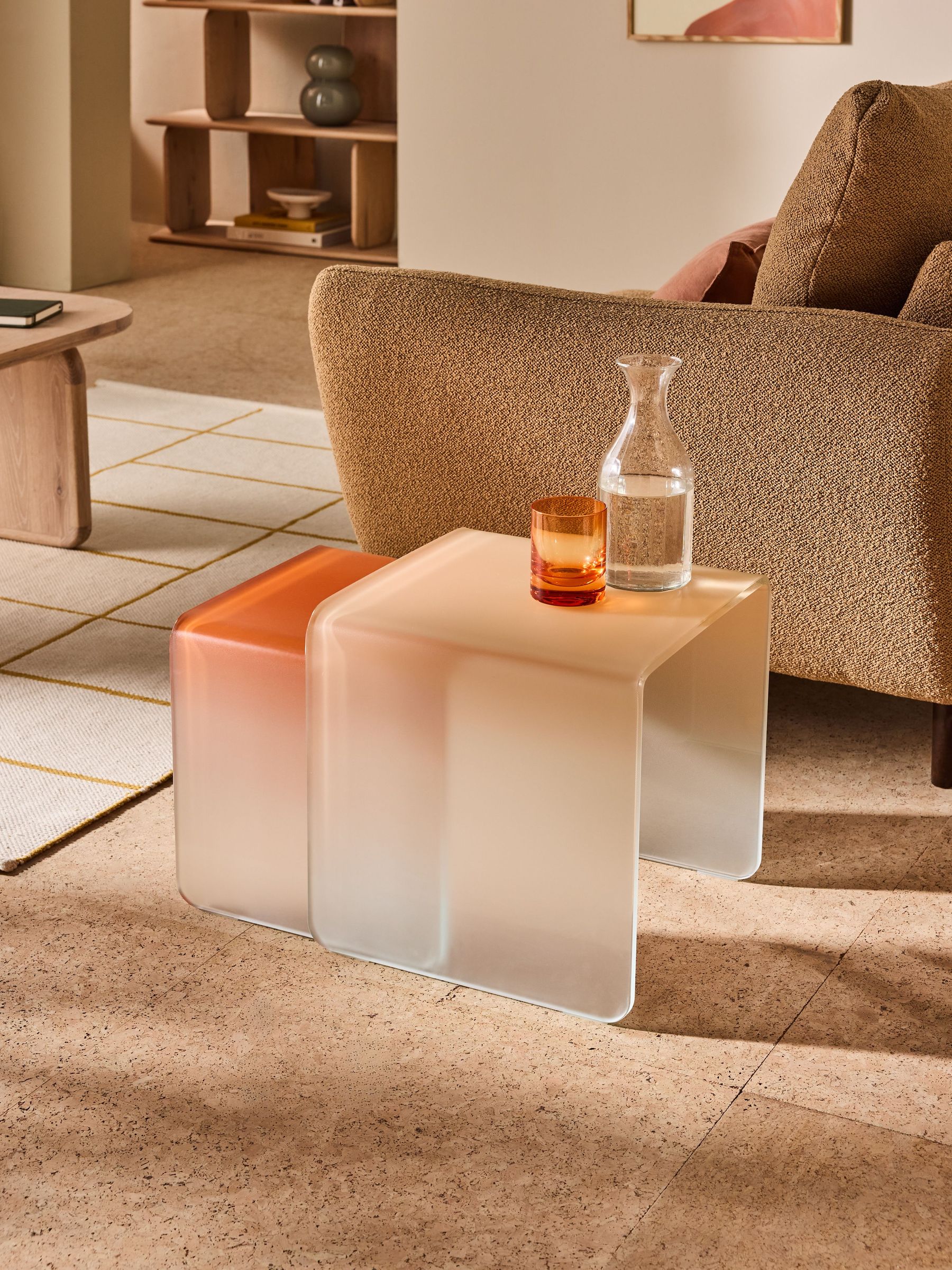 Hesta Nest of 2 Side Table in 2 Tone Orange (AA1847) | £229