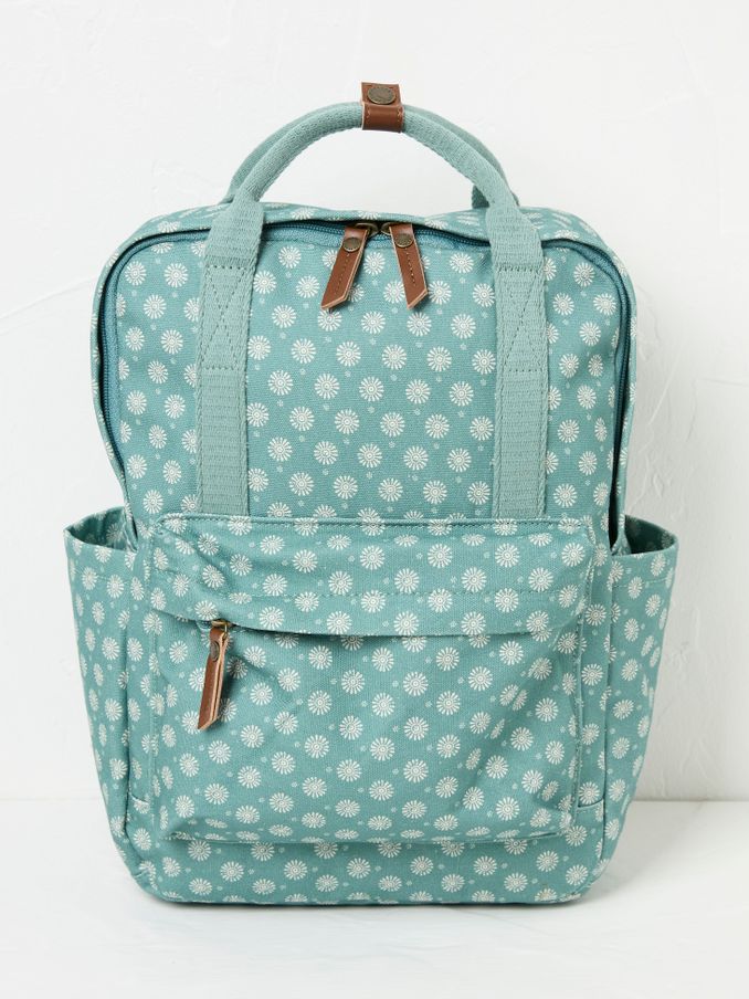 Green Haze Geometric Canvas Rucksack (AA2303) | £24
