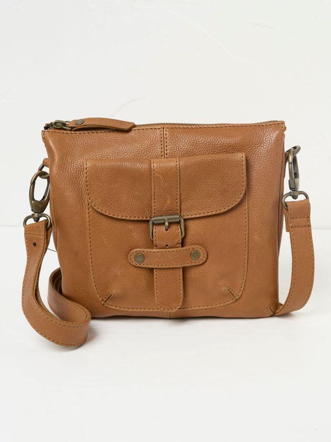 Libby Tan Brown Buckle Crossbody Bag (AA2338) | £65