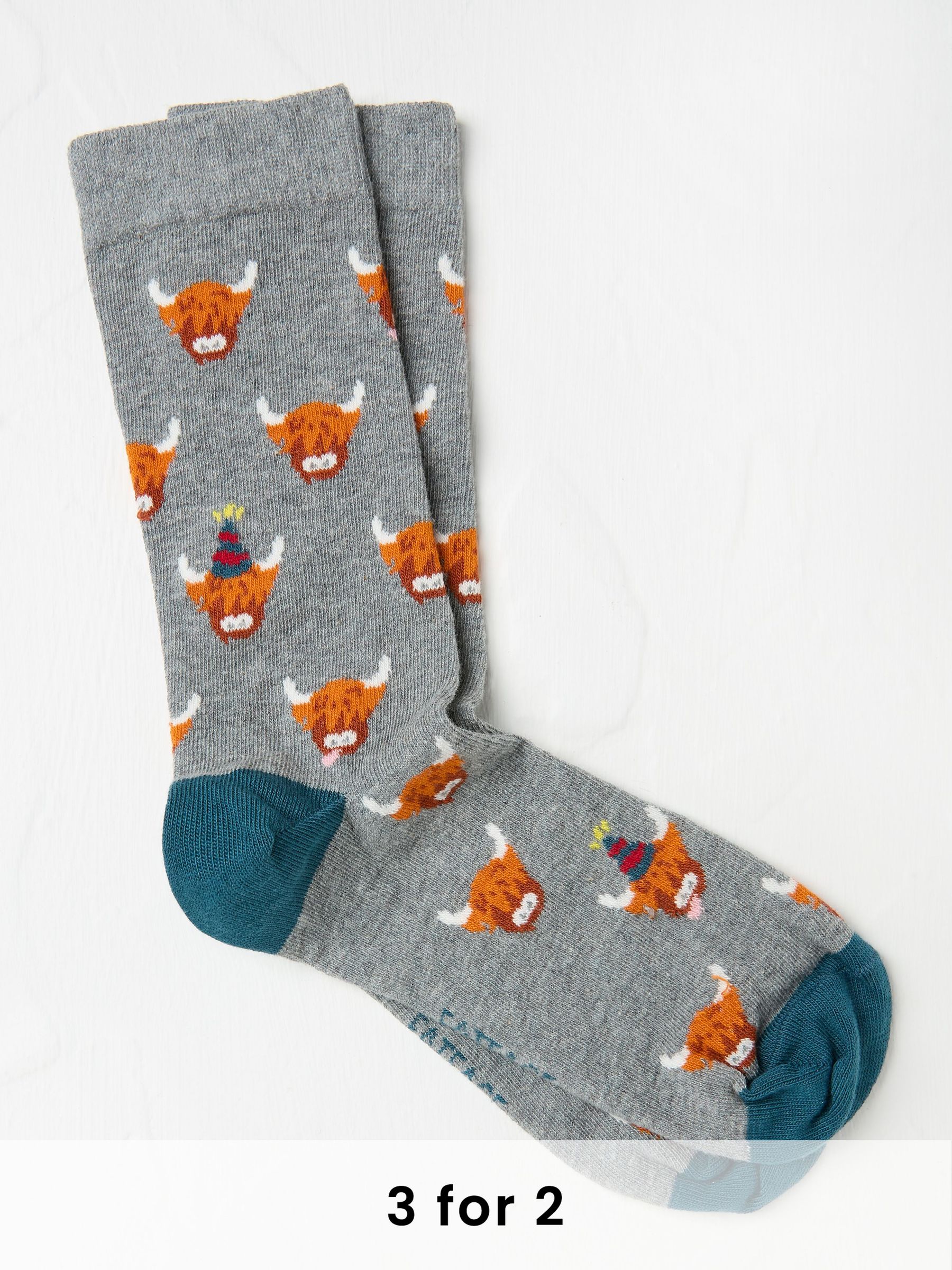 Grey Highland Cow Men's Socks (AA3559) | £7.50