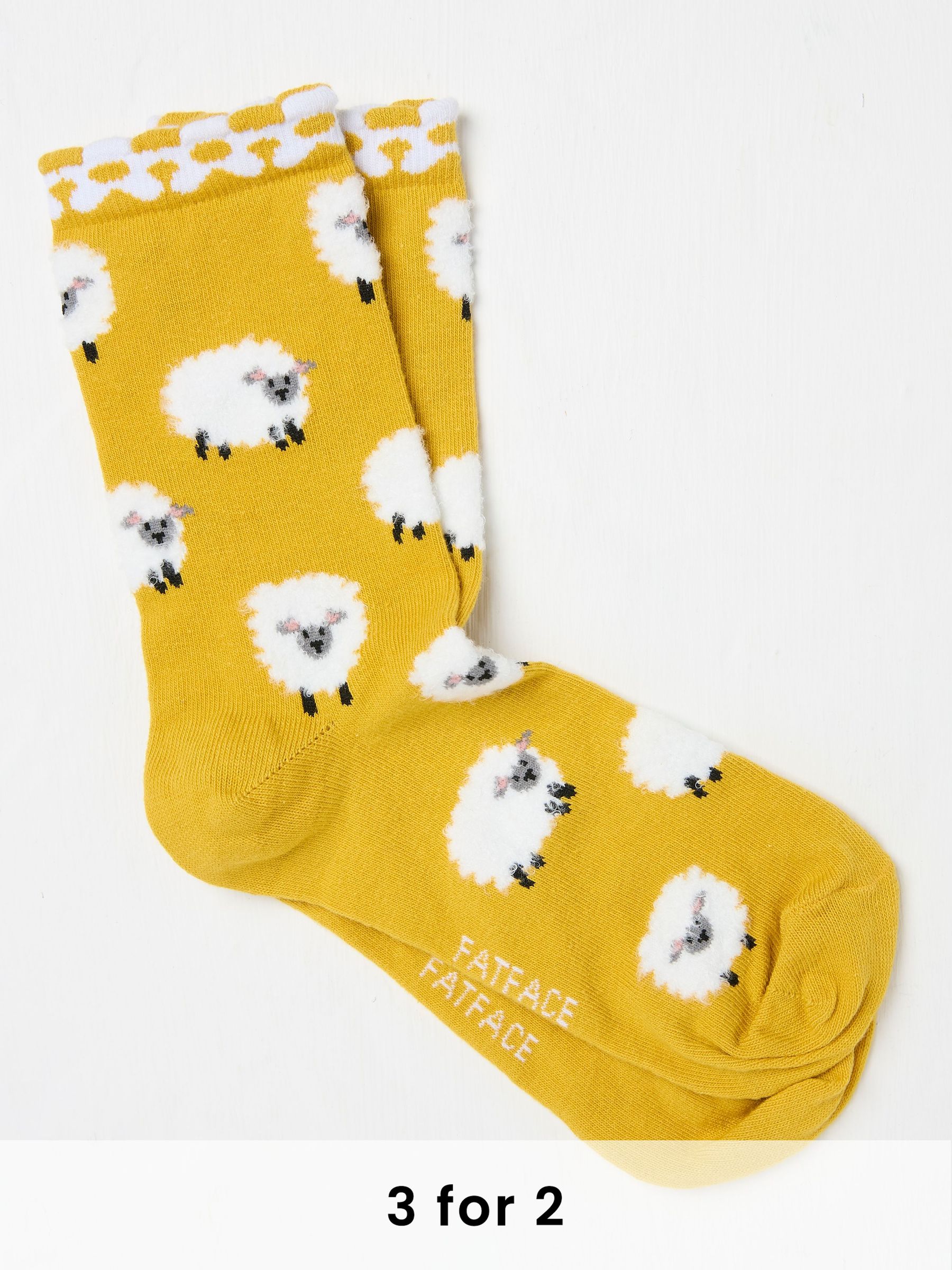 Yellow Fluffy Sheep Women's Socks (AA4139) | £7.50