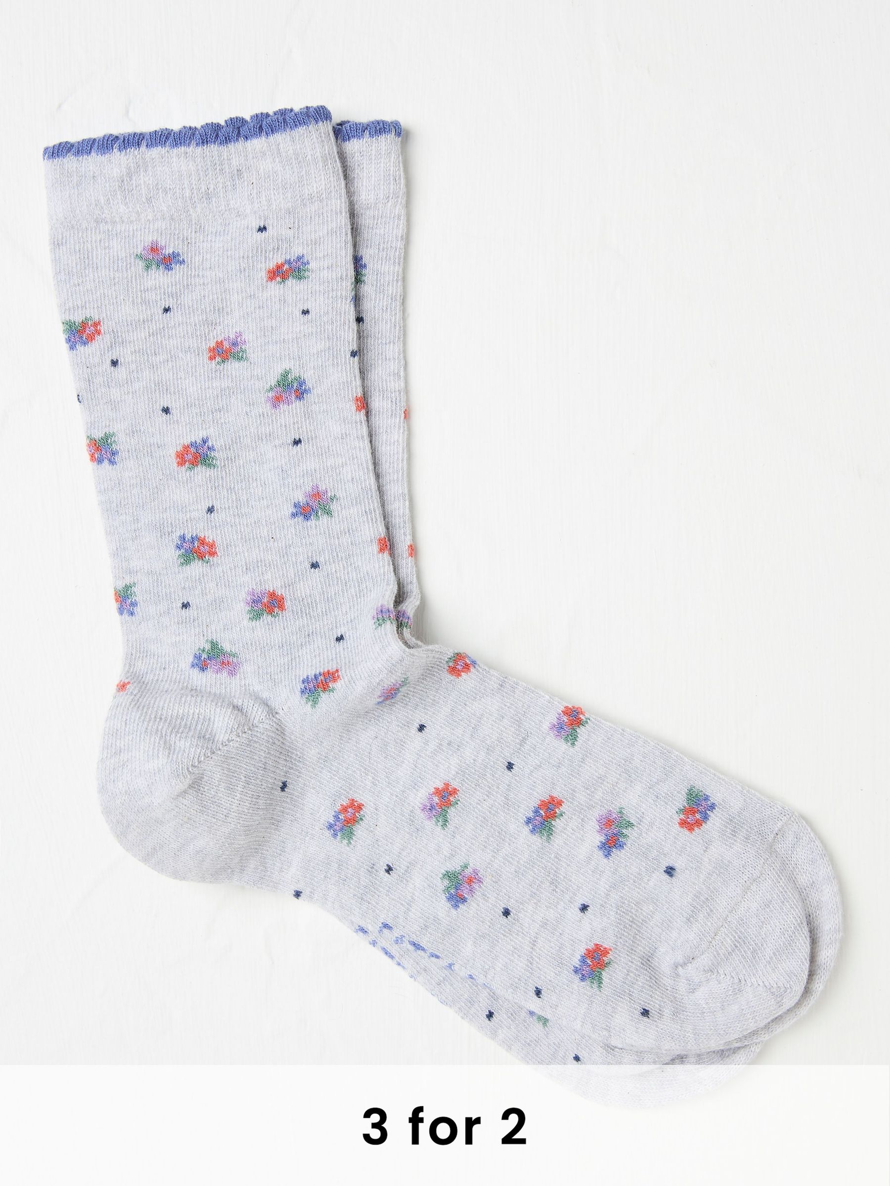 Grey Floral Women's Socks (AA4141) | £7.50