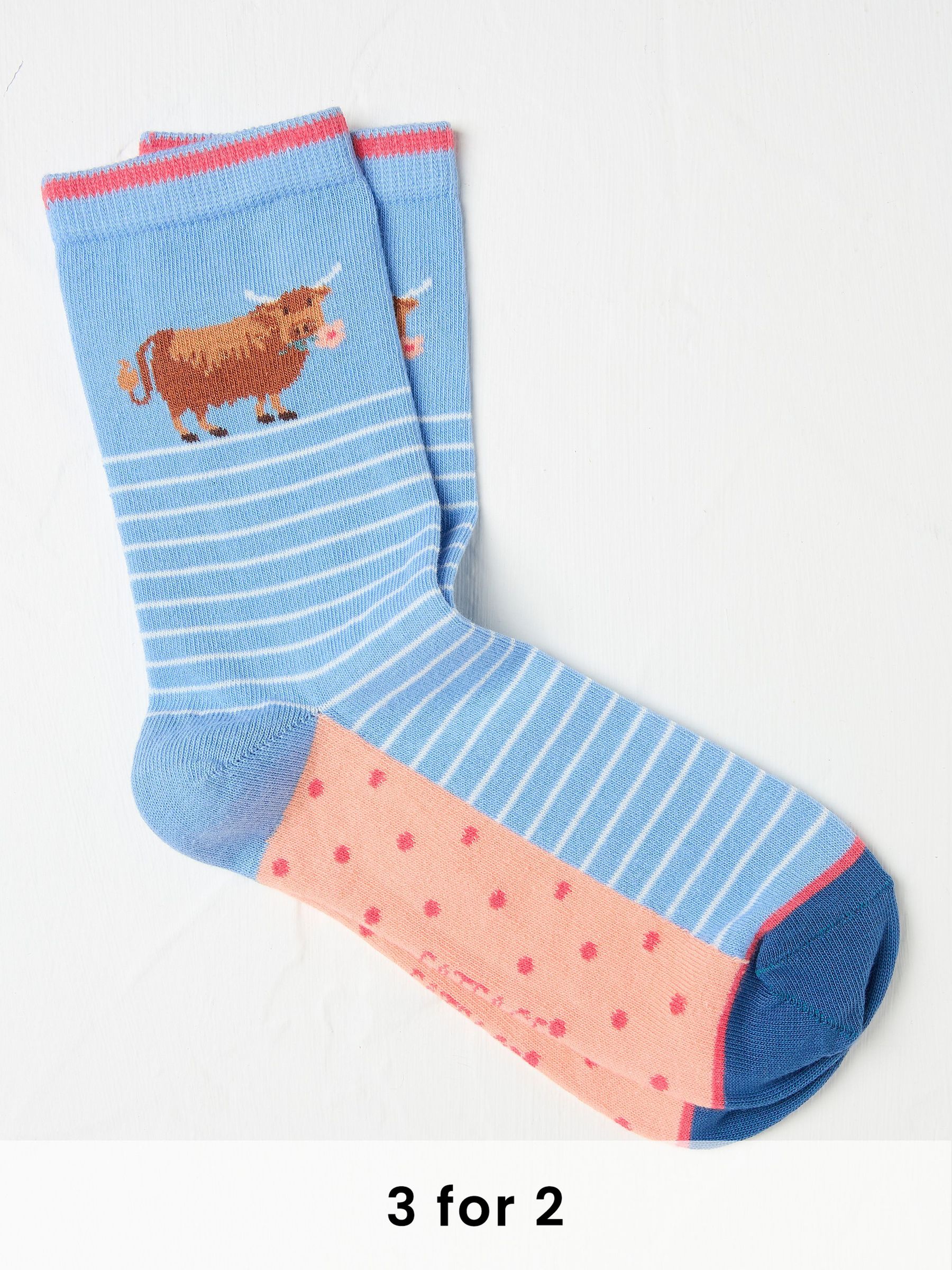 Blue Hetty Highland Cow Women's Socks (AA4143) | £7.50