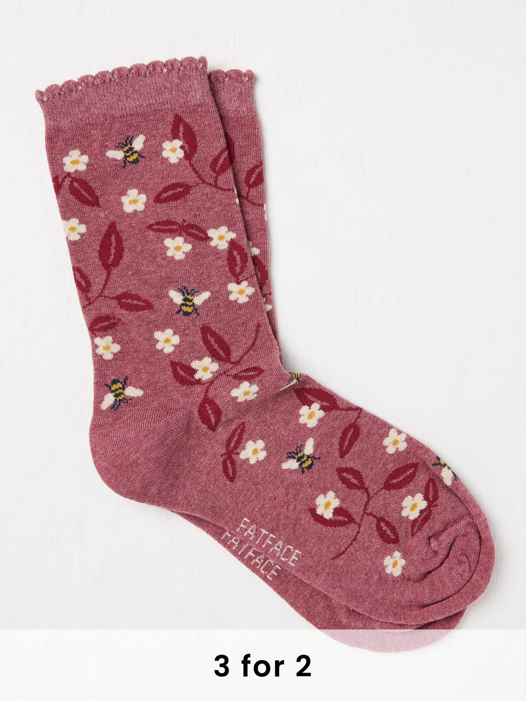 Purple Bee Floral Women's Socks (AA4145) | £7.50