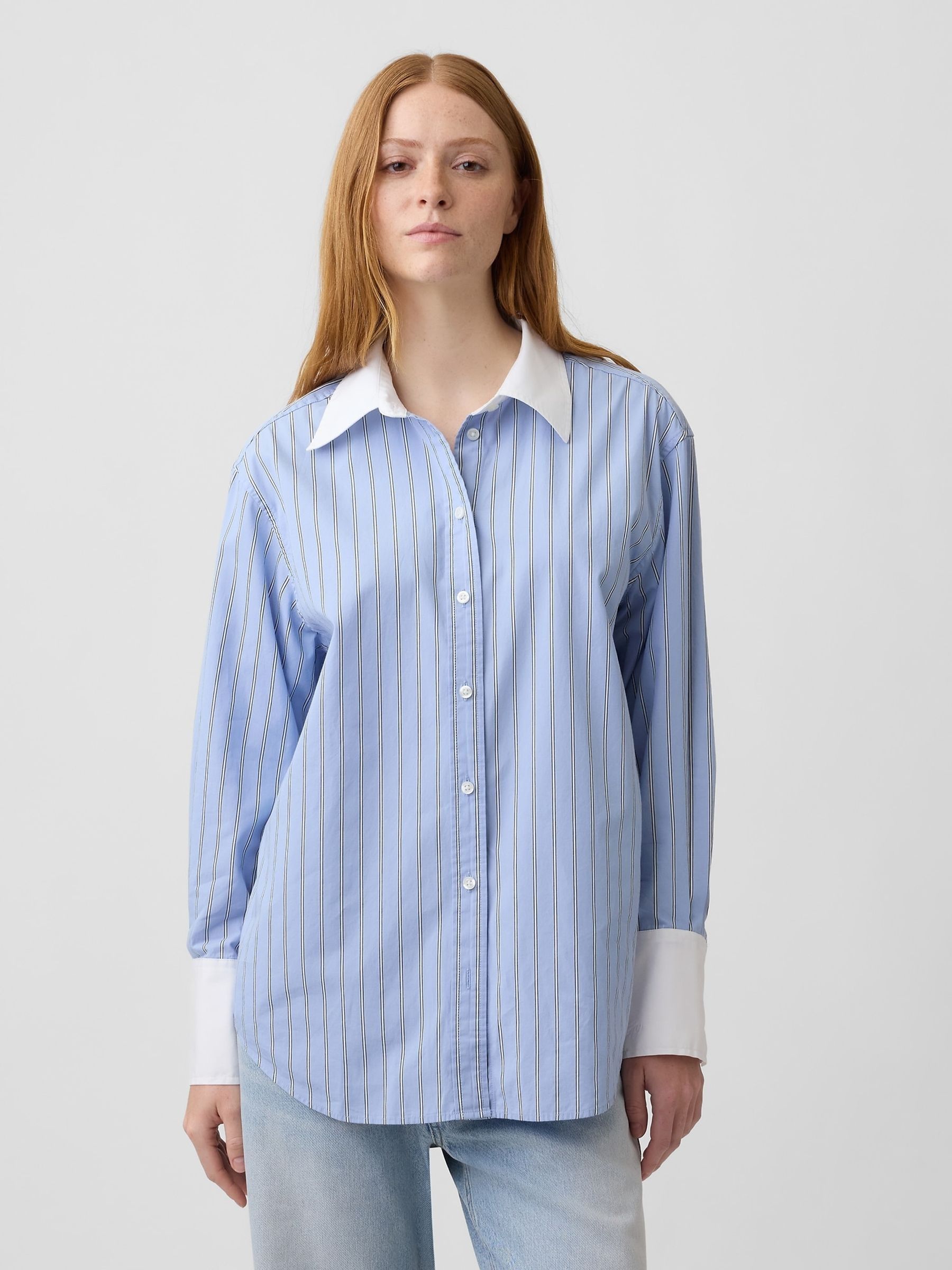 Blue Stripe - Poplin Big Shirt
