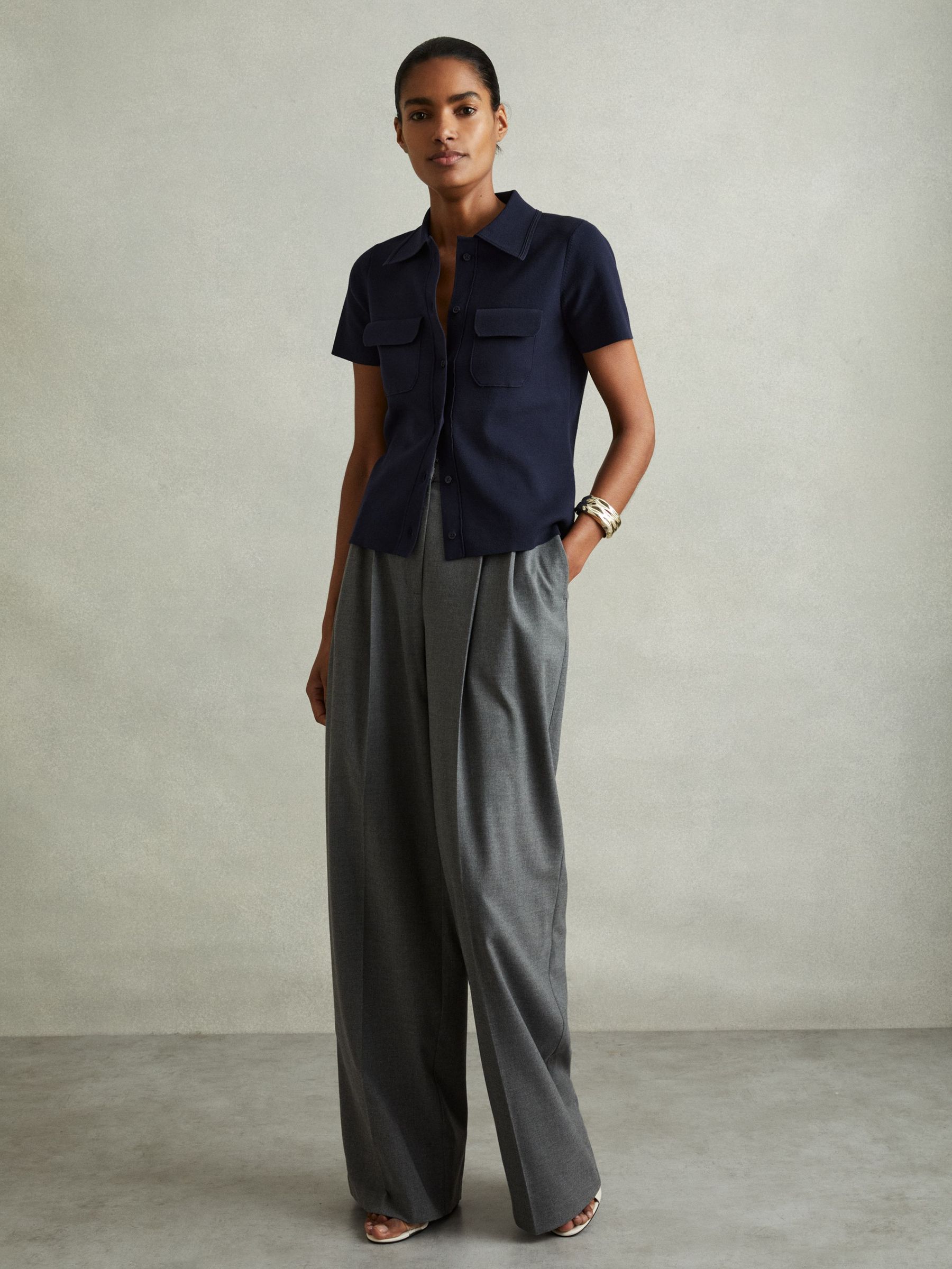 Knitted Polo Shirt in Navy (AA6561) | £35