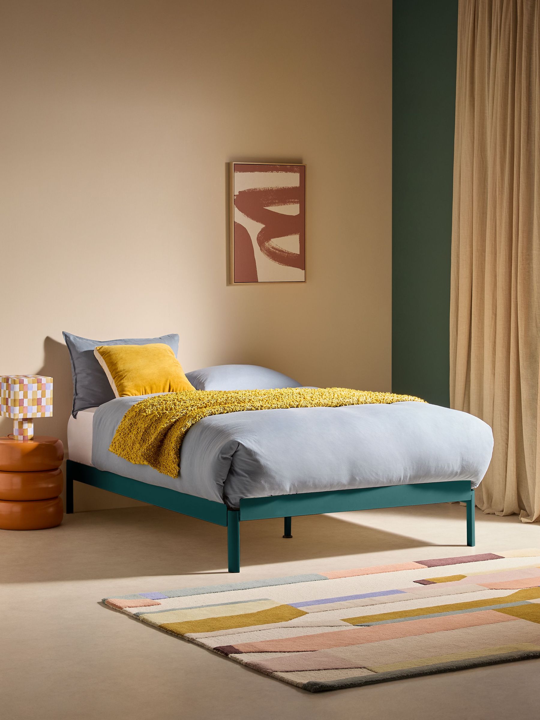 Lira Metal Platform Bed in Green (AA6957) | £299 - £325