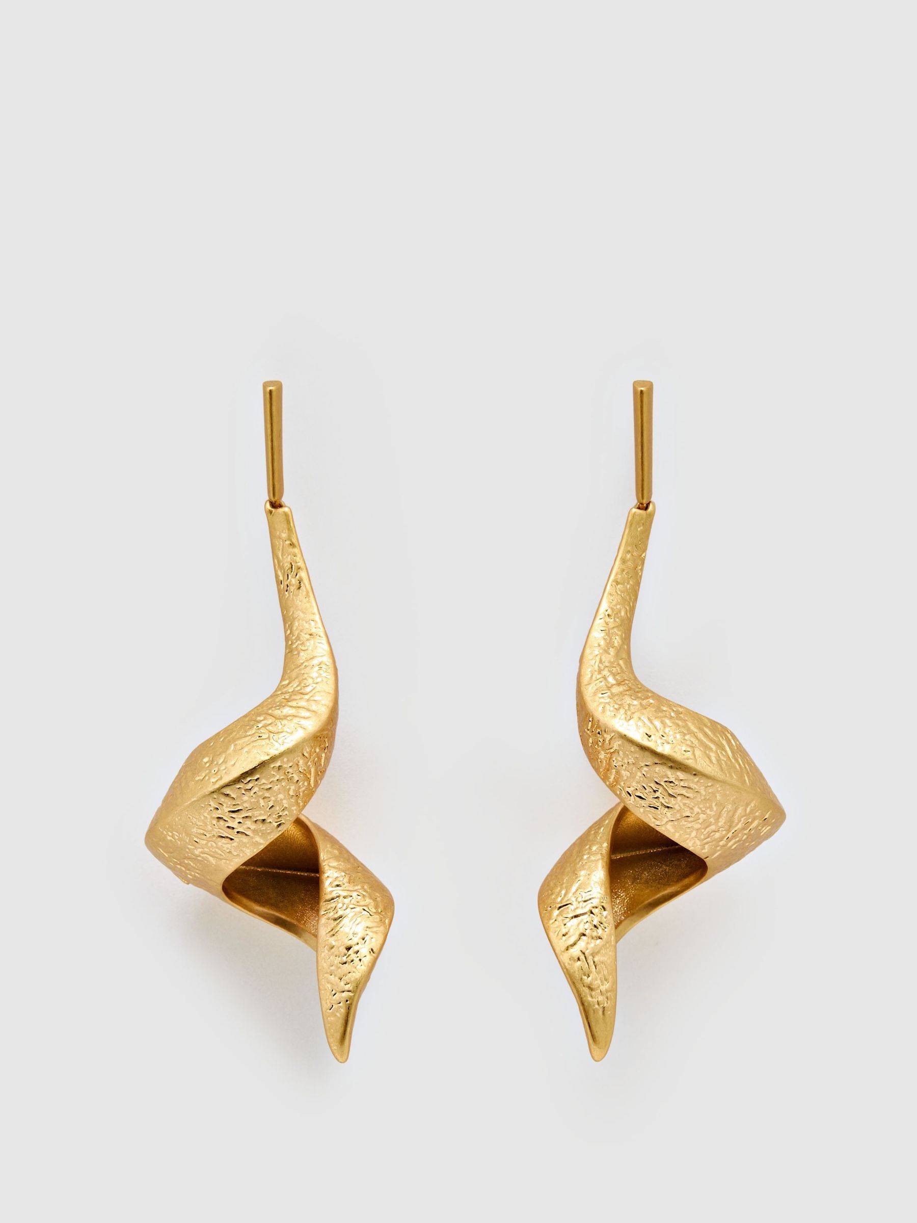 Gold Tone - Floral Twist Drop Earrings