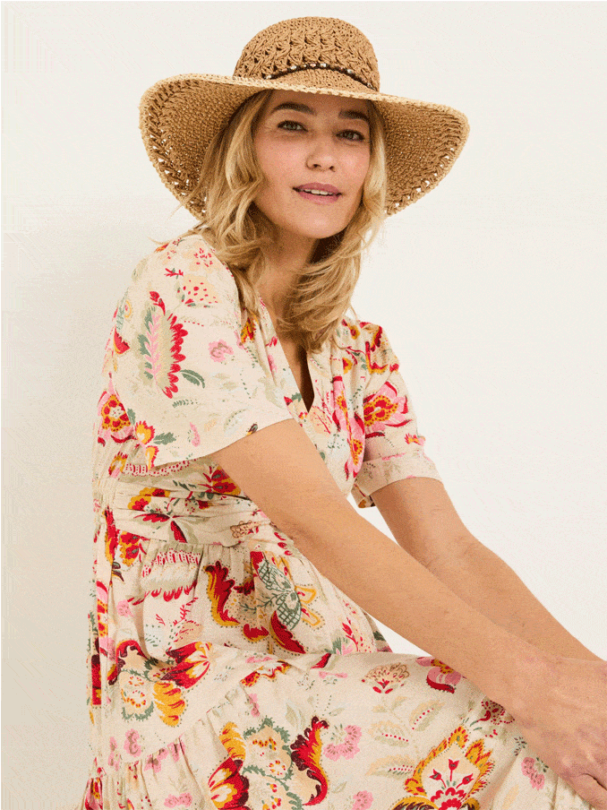 Natural Crochet Straw Hat (AA7154) | £25