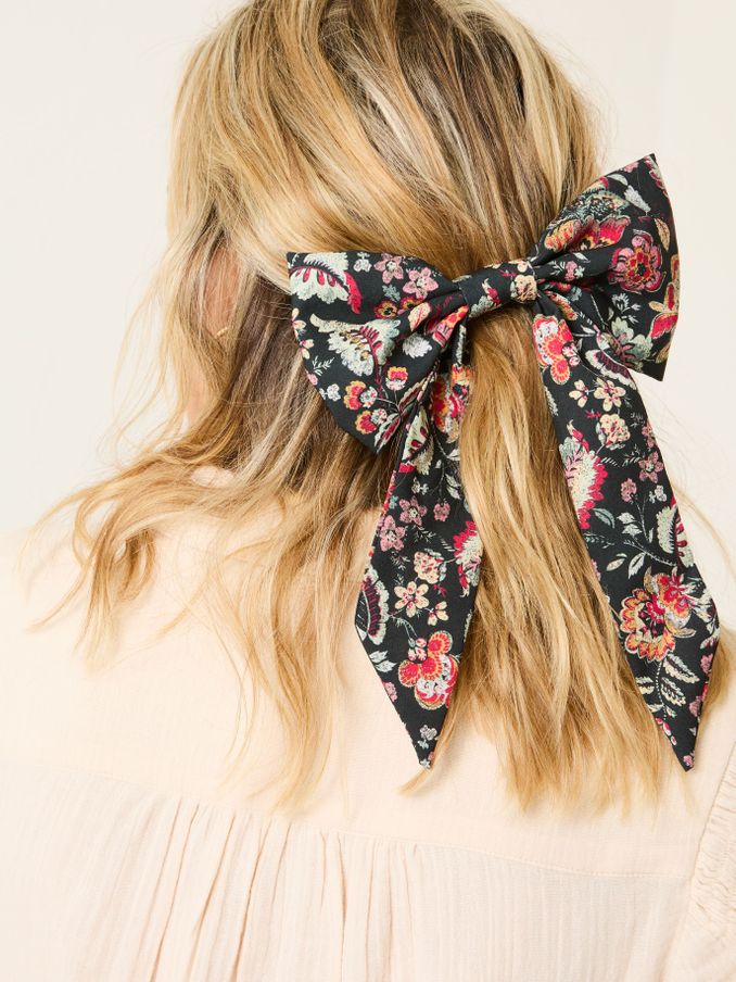 Black Printed Hair Bow (AA7186) | £10.50