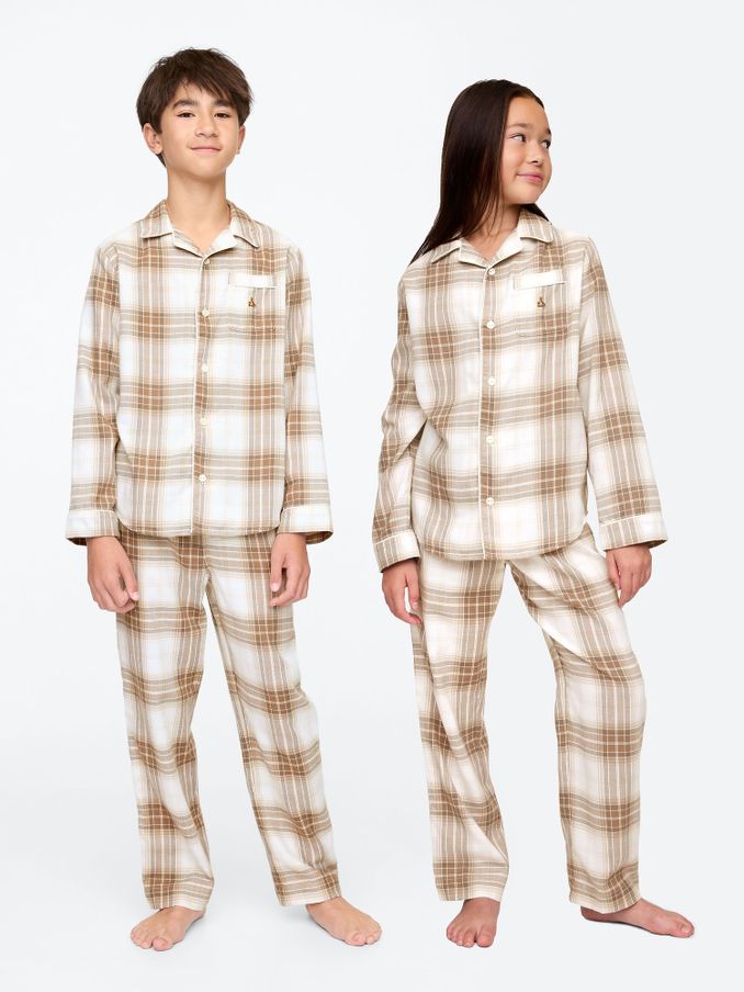 Beige Long Sleeve Flannel Pyjama Set (4-13yrs) (AA8251) | £12