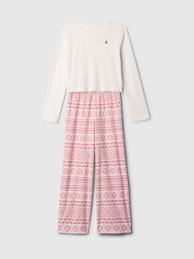 White Fair Isle Long Pyjamas (4-13yrs) (AA8264) | £21