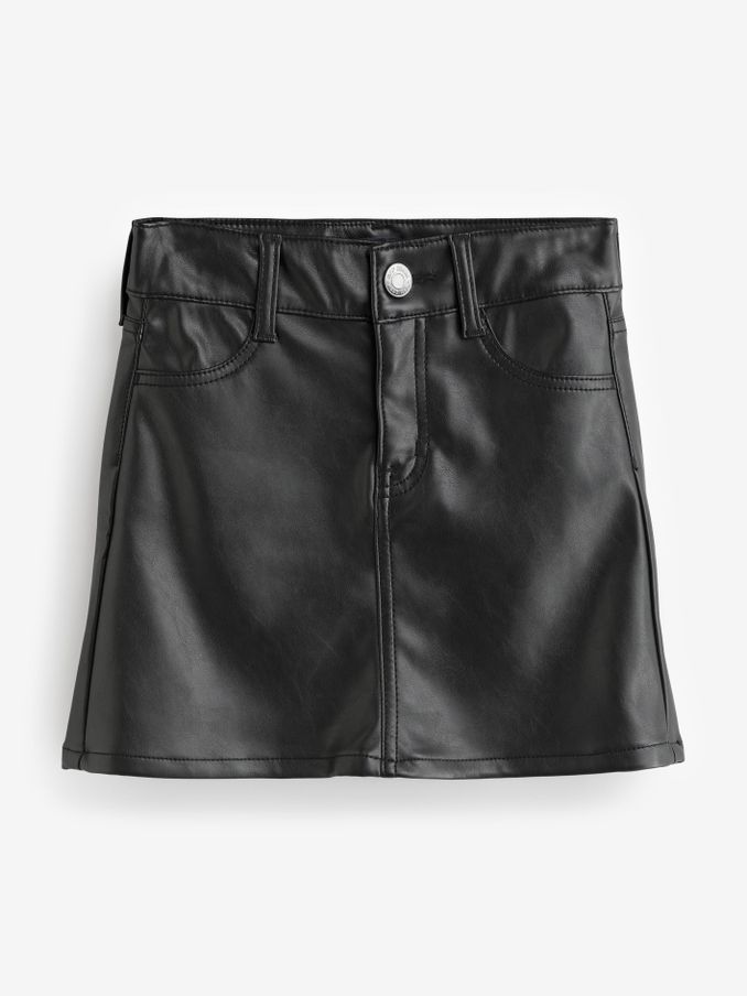 Black Faux Leather Mini Skirt (4-13yrs) (AA8265) | £12