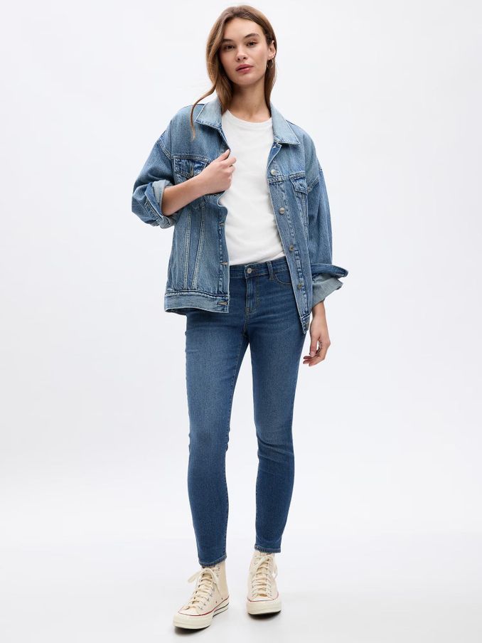 Blue Mid Rise Ankle Length Favourite Jeggings (AA9944) | £35