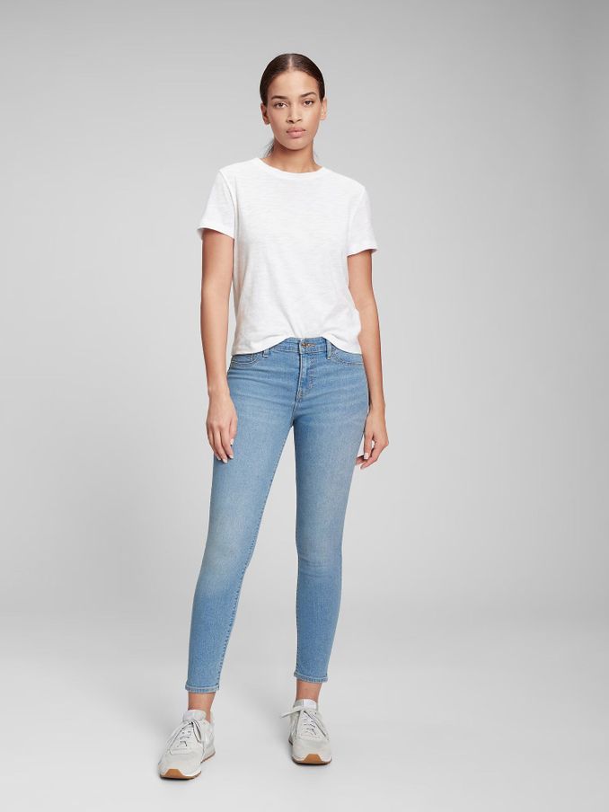 Light Blue Mid Rise Ankle Length Favourite Jeggings (AA9948) | £35