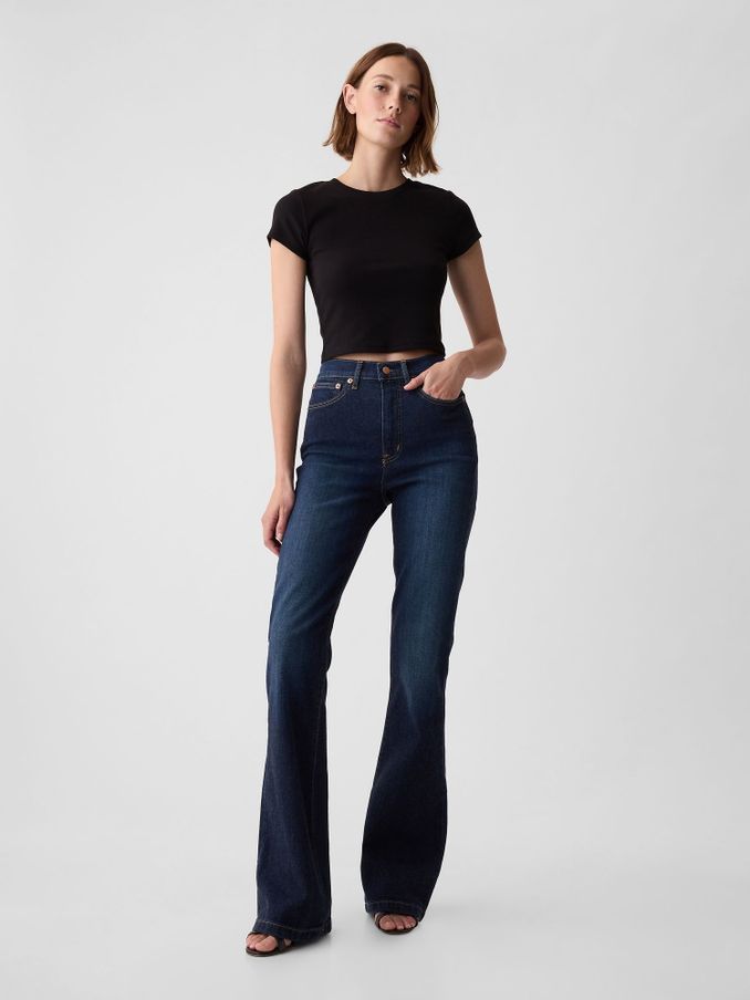 Blue High Waisted 70s Flare Jeans (AB1064) | £60