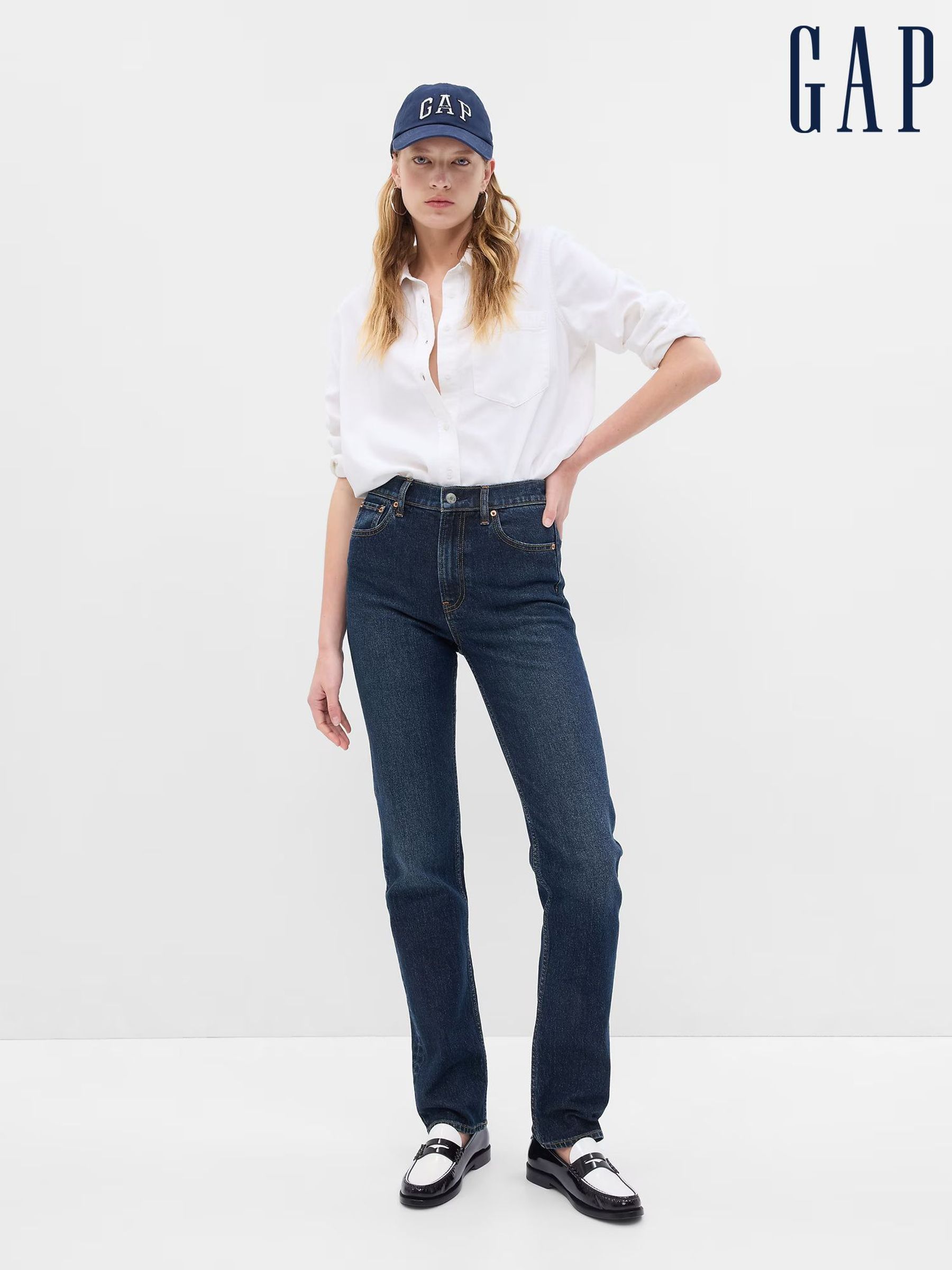 Blue High Waisted 90s Straight Jeans (AB1073) | £50