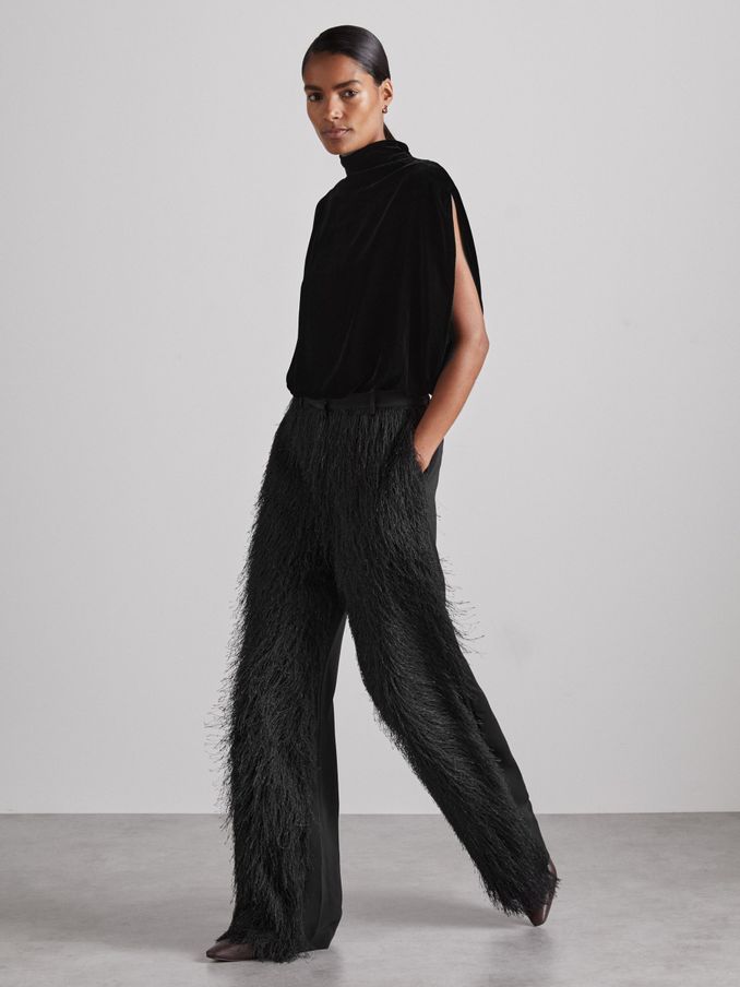 Atelier Velvet Draped Sleeveless Bodysuit in Black (AB2374) | £110