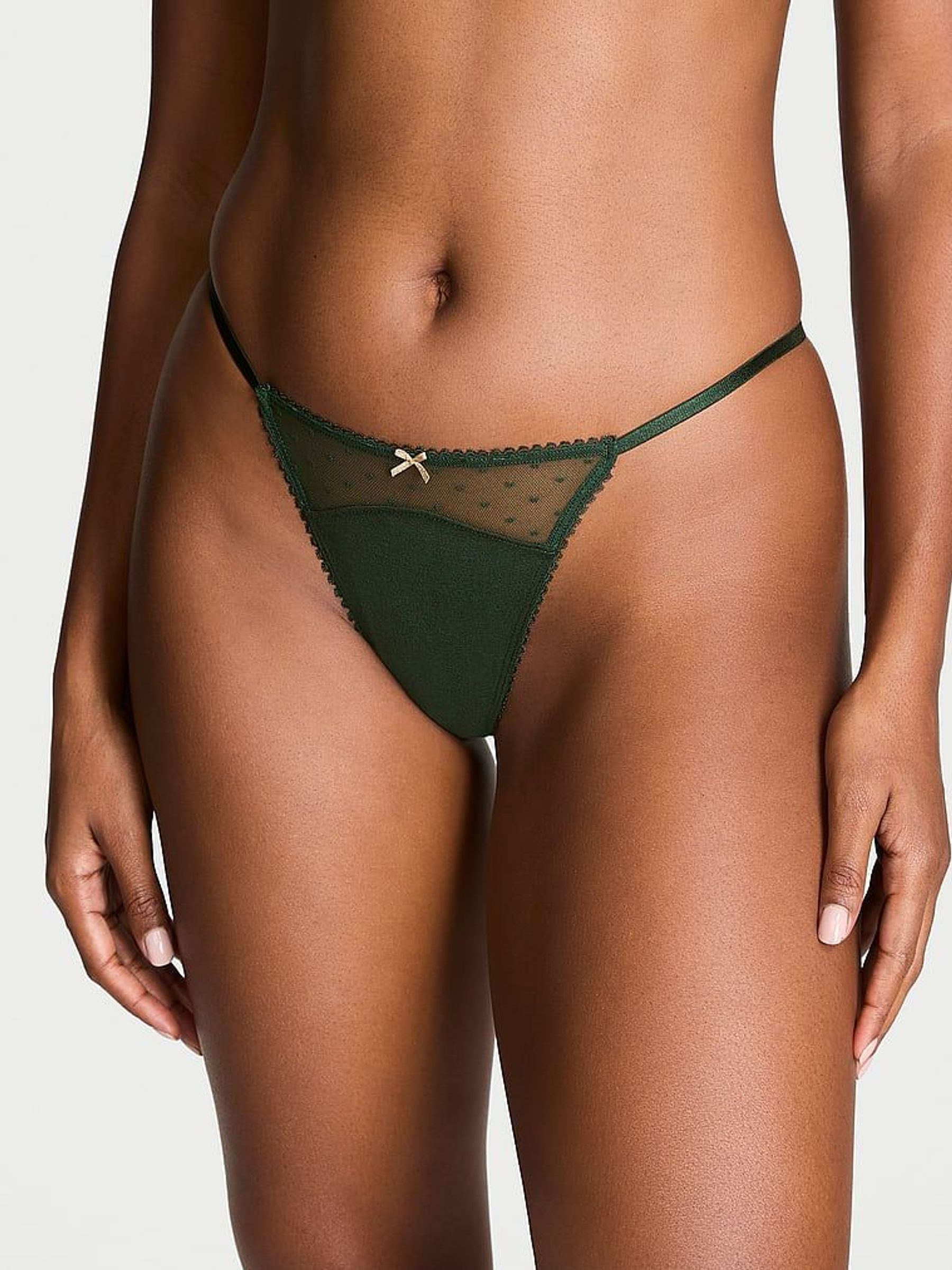 Botanical Green G String Knickers (AB2798) | £4