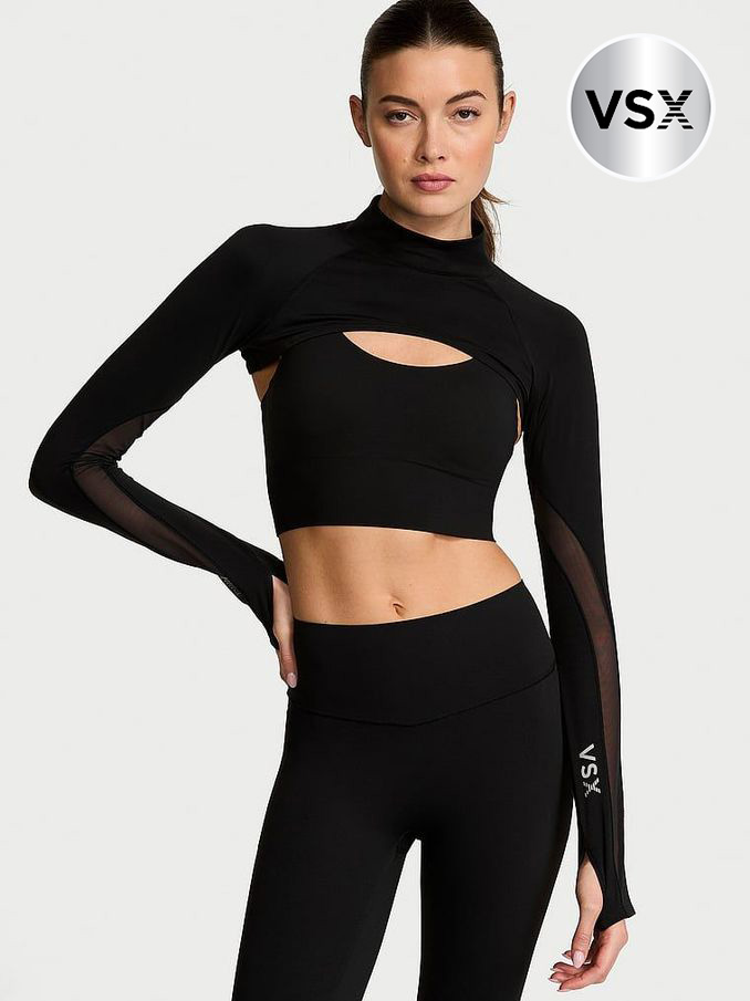 Black Activate™ Sheer Illusion Long Sleeve T-Shirt (AB2808) | £22