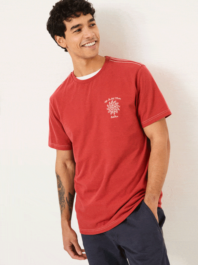 Vintage Red Beach 100% Cotton Short Sleeve Graphic T-Shirt (AB3801) | £18