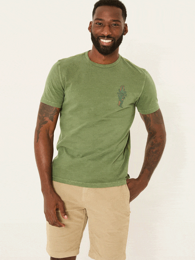 Green Surfing Crocodile 100% Cotton Short Sleeve Graphic T-Shirt (AB3804) | £28