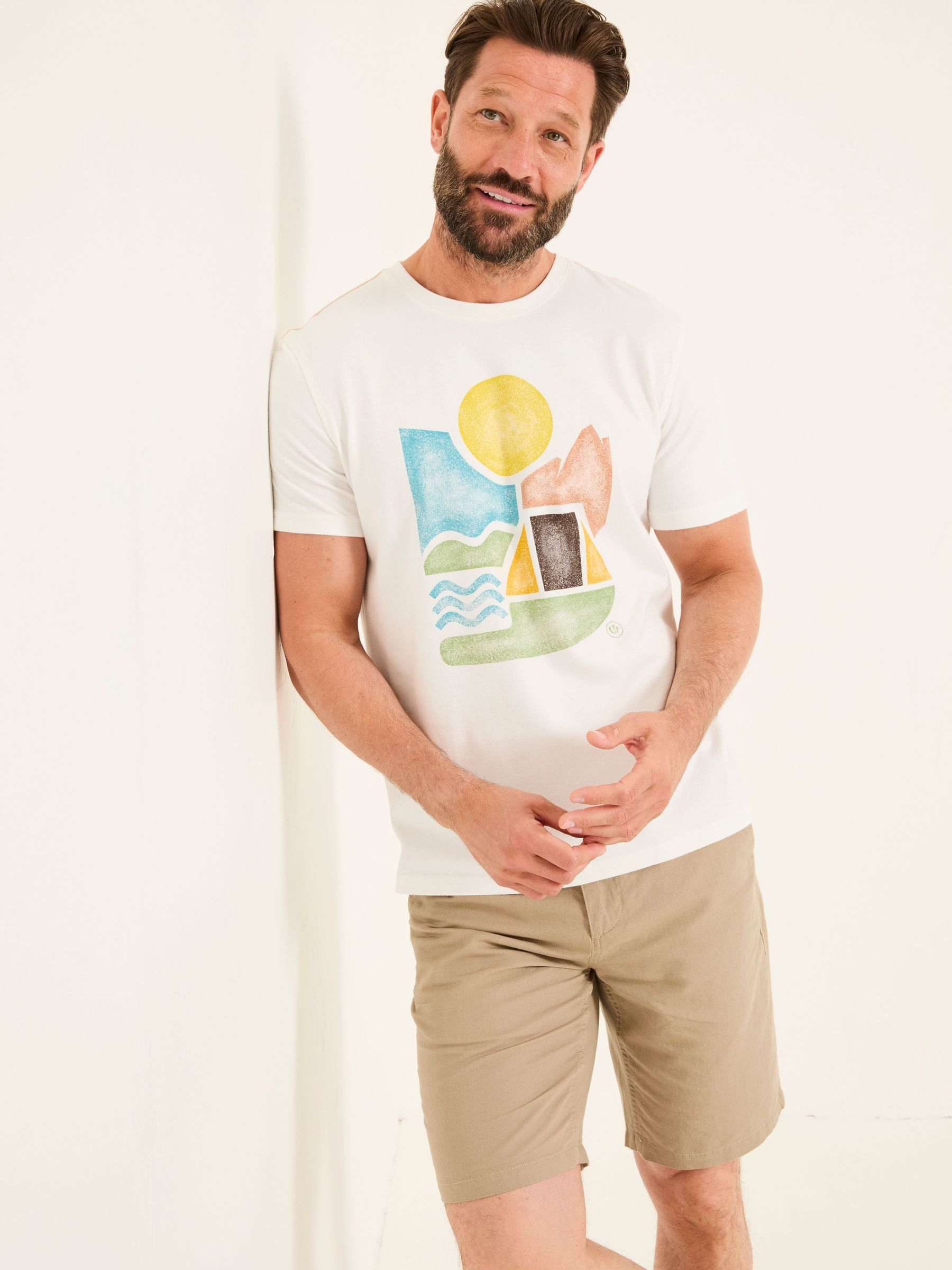 White Abstract Graphic Print 100% Cotton T-Shirt (AB4034) | £28