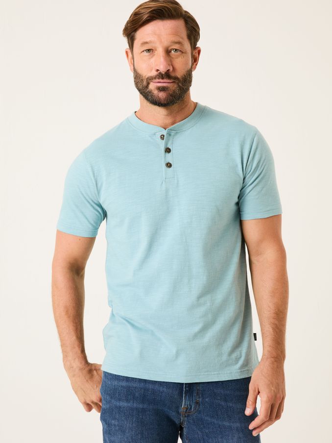 Woodside Light Blue Slub Henley T-Shirt (AB4040) | £25