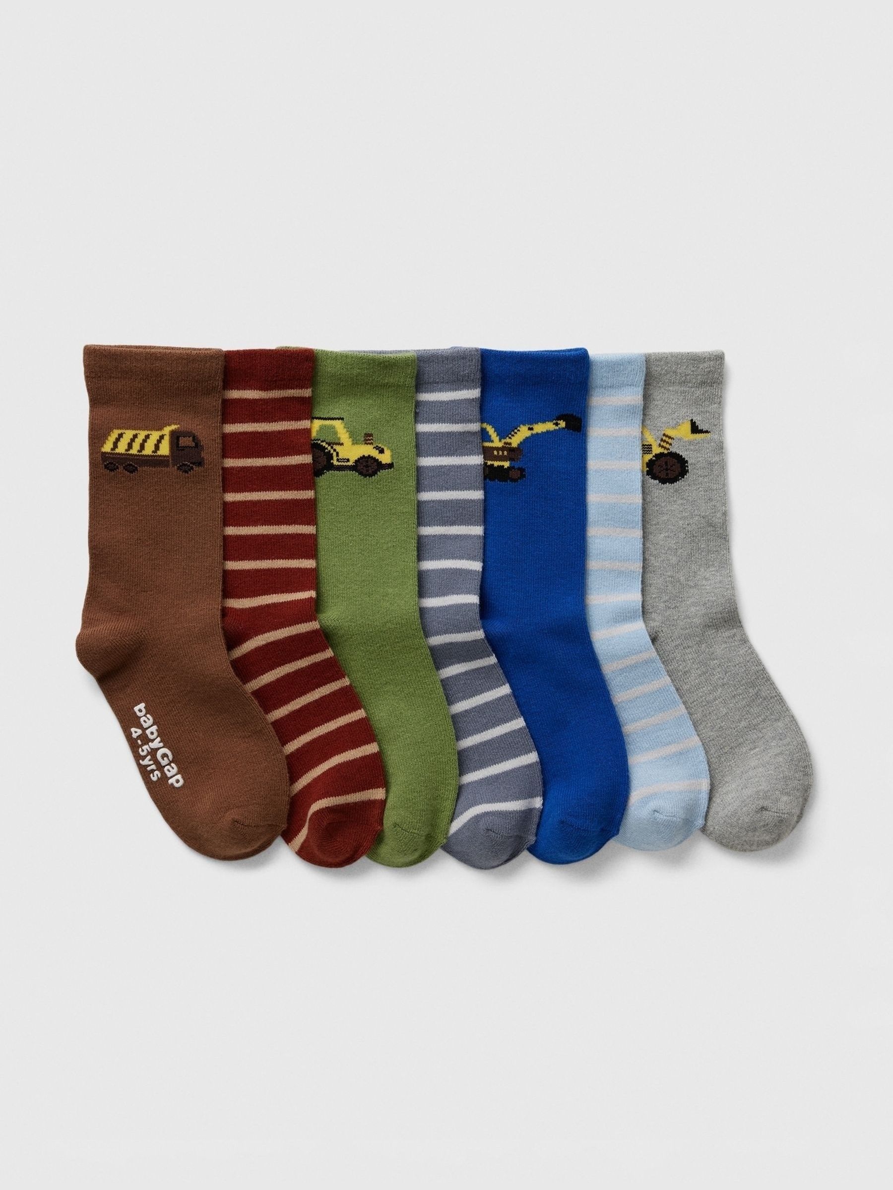 Brown 7 Pack Crew Socks (Newborn-5yrs) (AB4221) | £14