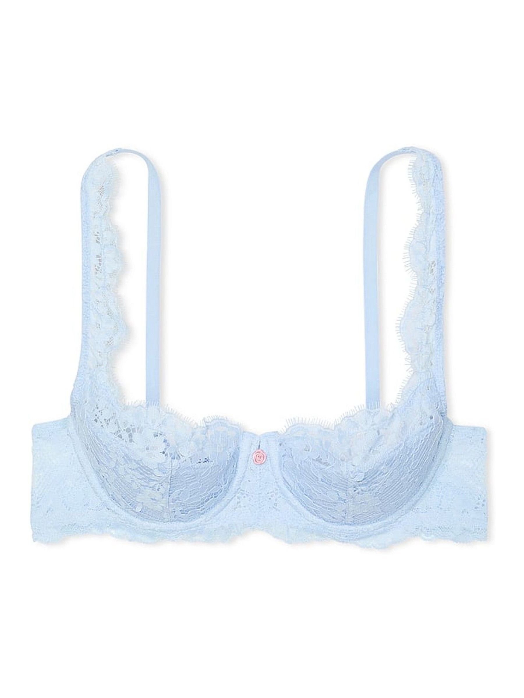 Light Blue Lightly Lined Balcony Lace Bra (AB5189) | £45
