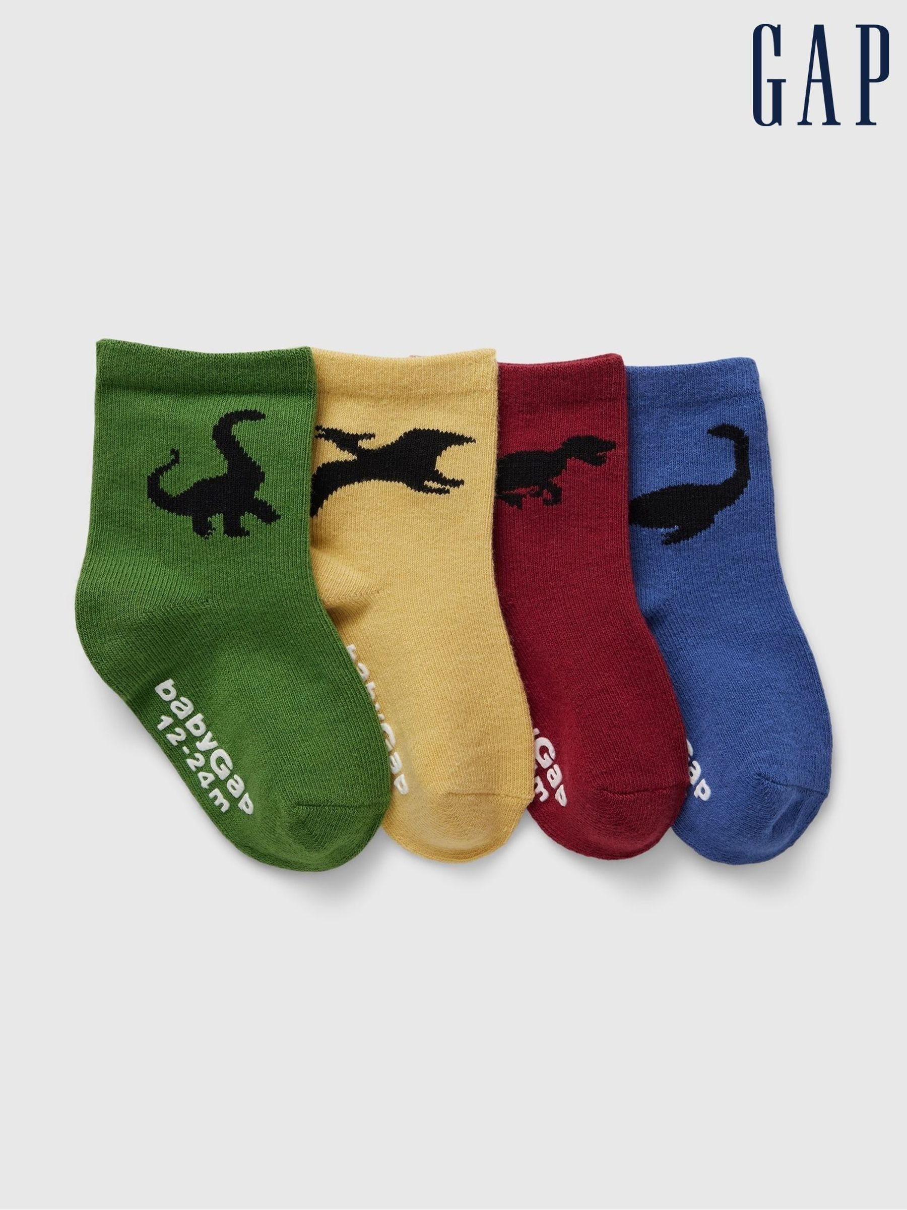 Blue 4 Pack Dinosaur Crew Socks (Newborn-5yrs) (AB7447) | £8