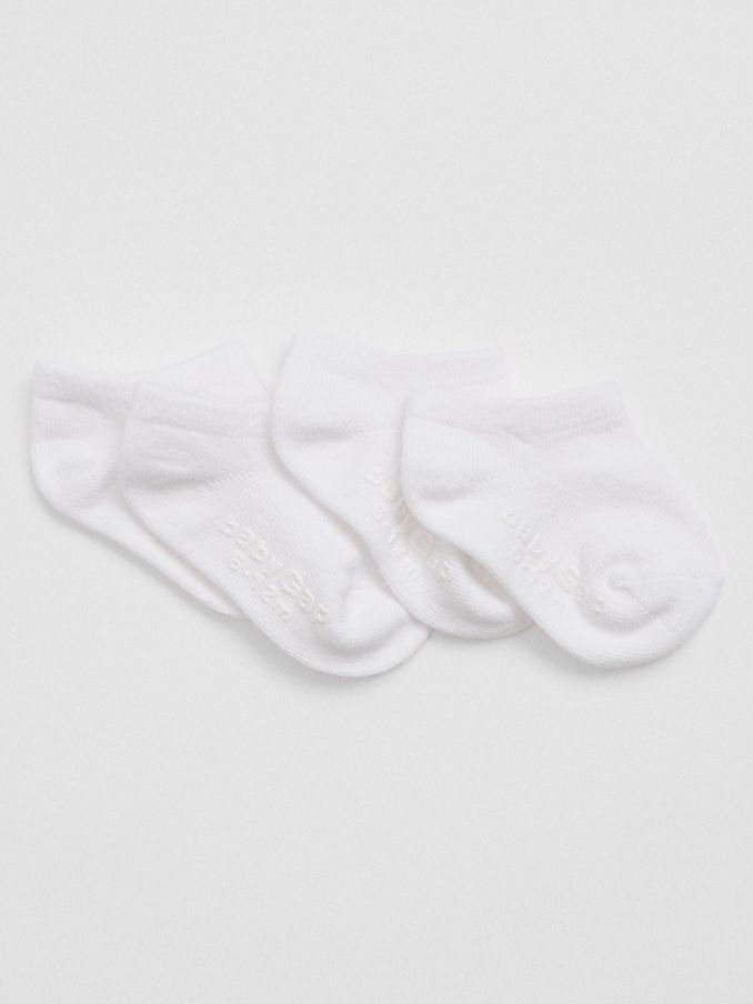 White 4 Pack Basic Logo No Show Socks (Newborn-5yrs) (AB7450) | £8