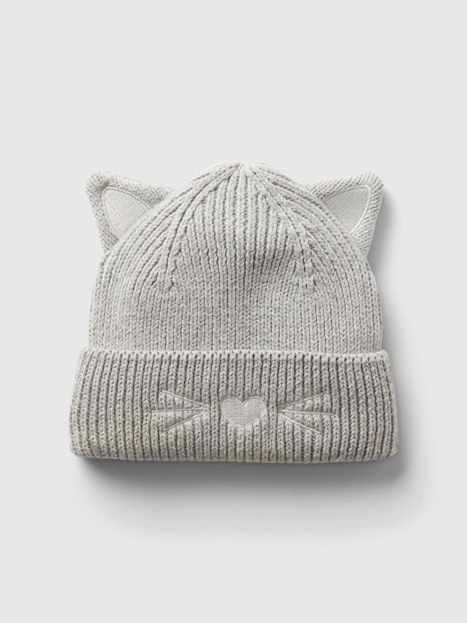 Grey Cat Ear Beanie (Newborn-3yrs) (AB7467) | £8
