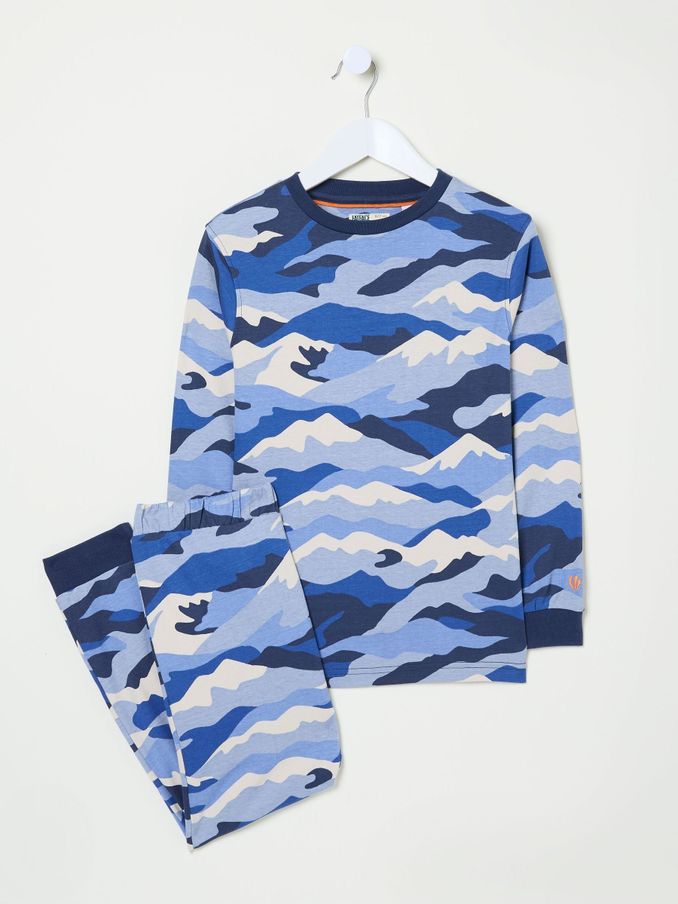 Camo Print PJ Set Navy Camo Print 100% Cotton Pyjama Set (AB7984) | £16