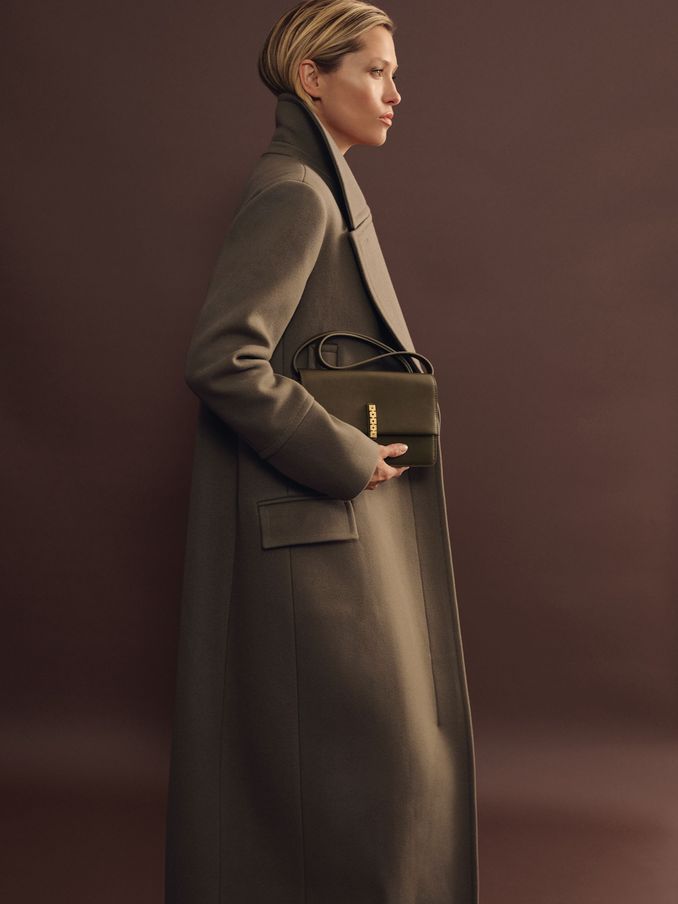 Atelier Wool-Blend Longline Coat in Khaki (AB8218) | £598