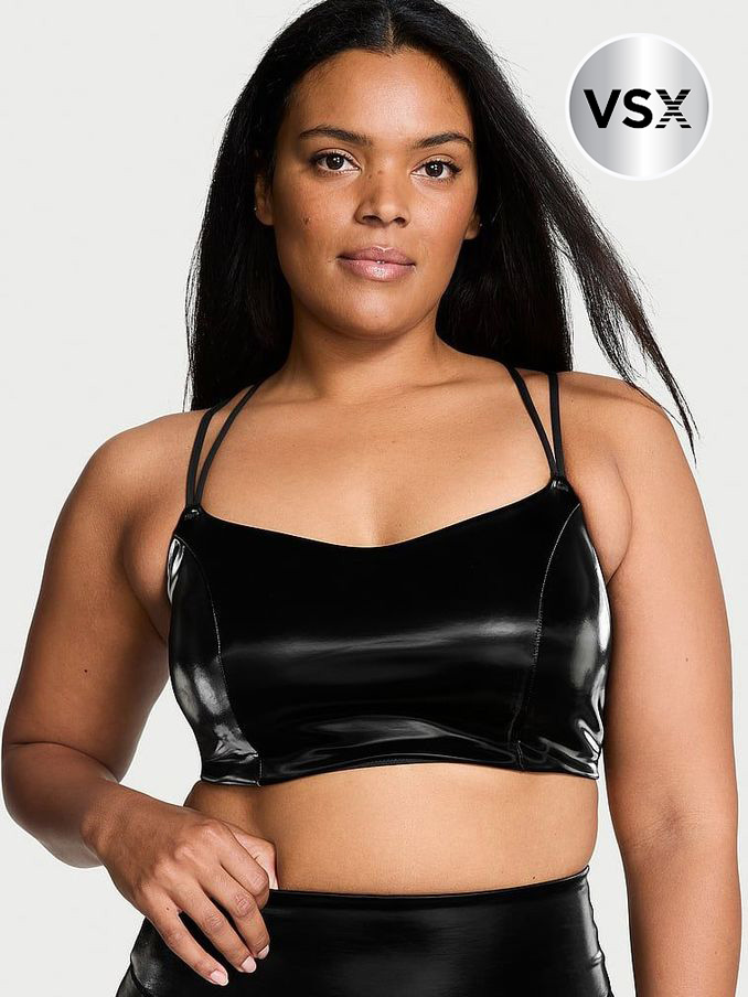 Black Elevate™ Strappy Shine Low Support Sports Bra (AB8452) | £22