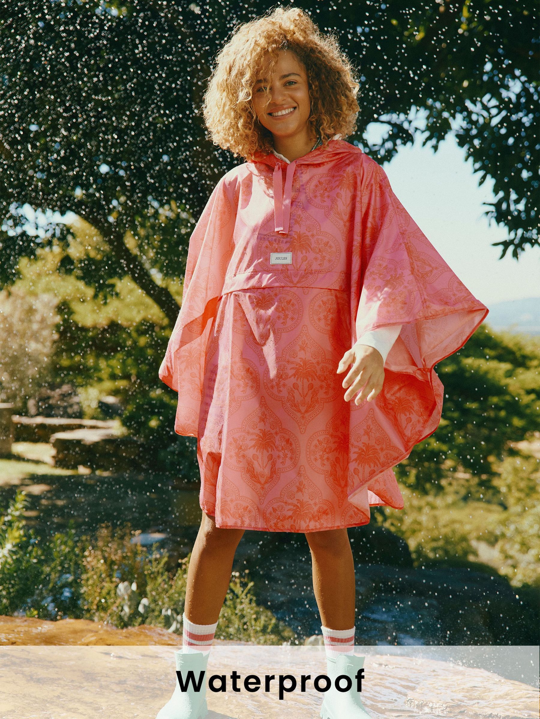 Elstow Pink Packable Poncho with Hood (AB9123) | £40
