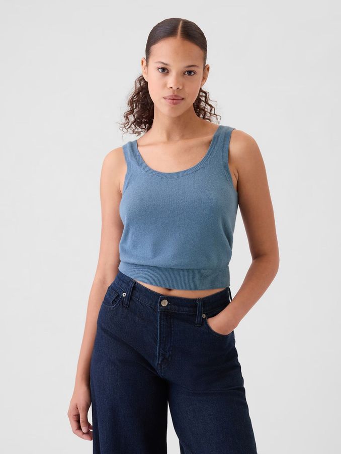 Blue CashSoft Cropped Vest Top (AC0836) | £12