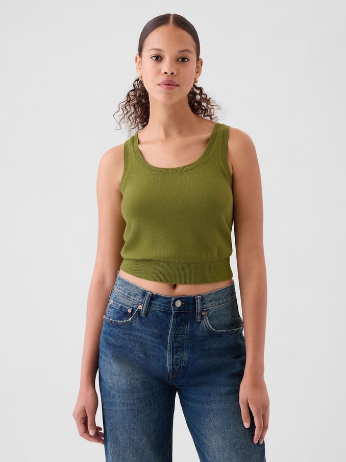 Green CashSoft Cropped Vest Top (AC0837) | £18