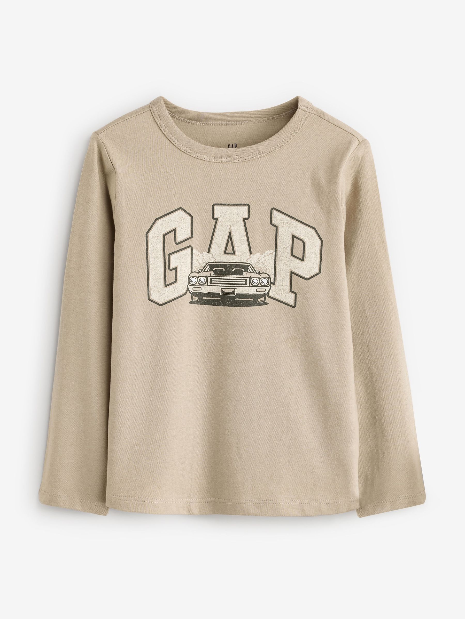 Beige Long Sleeve Graphic T-Shirt (4-13yrs) (AC0903) | £7