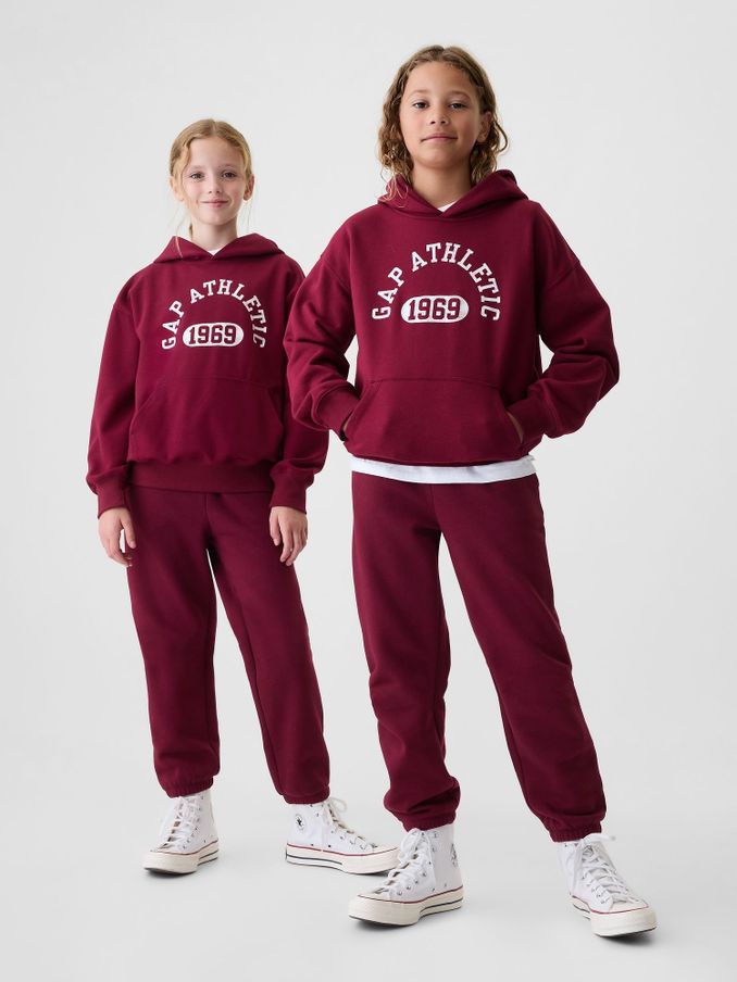 Burgundy Red Vintage Soft Fleece-Lined Joggers (4-13yrs) (AC0905) | £12