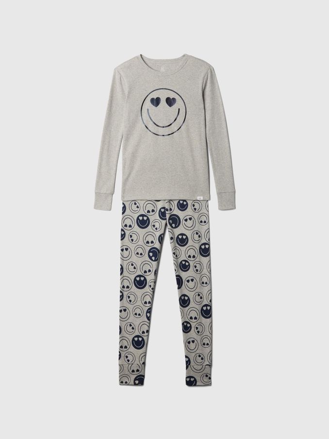 Grey Cotton Long Sleeve Pyjama Set (4-13yrs) (AC1093) | £14