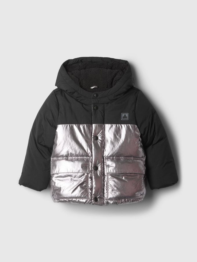 Black Metallic Puffer Jacket (6mths-5yrs) (AC1096) | £55